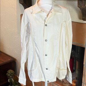 John Elliott Men's Vintage Frame Snap-Front Shirt, Cream, size 2/M